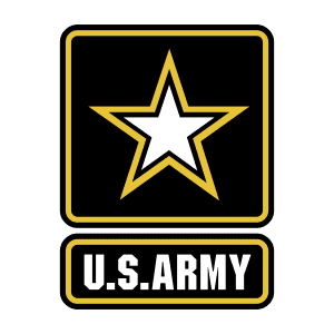 A black and white star with the words u. S. Army